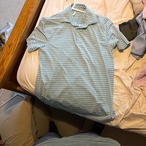 Southern Tide Sky Blue and White Striped Polo